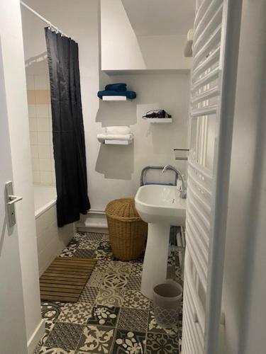 een kleine badkamer met een wastafel en een toilet bij Appartement Hyper Centre in Limoges