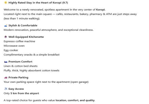 a screenshot of a page of a document at Cloud9 Airport Suites in Koropi