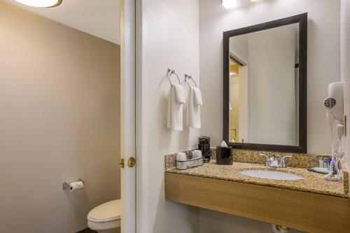 a bathroom with a sink and a mirror at Clarion Pointe Sevierville-Pigeon Forge in Sevierville