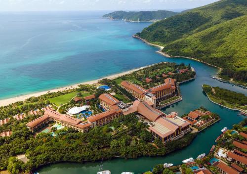 an aerial view of the resort on the water at The St. Regis Sanya Yalong Bay Resort in Sanya