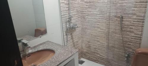 a bathroom with a sink and a glass shower at Sonnet Inn Guest House in Dargai
