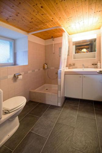a bathroom with a tub and a toilet and a sink at Casa Onsernone in Comologno in Comologno