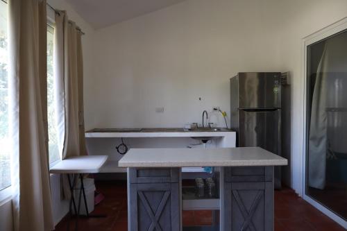 a kitchen with a sink and a refrigerator at Hameki in Homún
