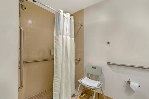 a bathroom with a shower with a shower curtain at Country Inn & Suites by Radisson, Des Moines West, IA in Clive