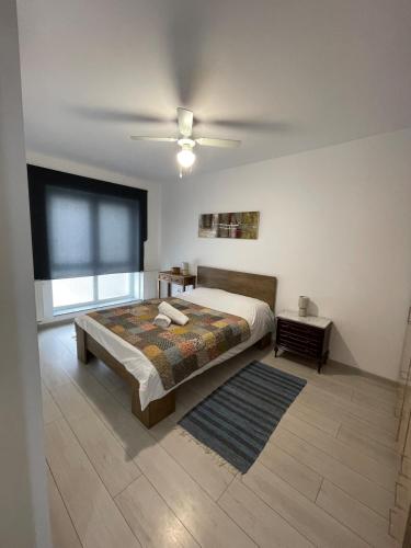 a bedroom with a bed and a ceiling fan at Casa Shay Brasov in Braşov