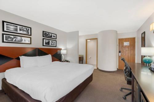 a hotel room with a large bed and a desk at Sleep Inn Billings in Billings