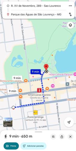 a screenshot of a google map of a subway at Flat lindo com piscina e linda vista da cidade in São Lourenço