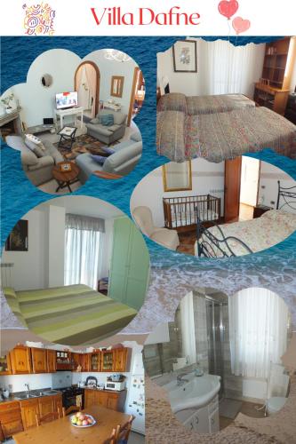 a collage of photos of a living room and a bedroom at Villa Dafne con ampio giardino, pochi minuti dal mare Fondi Sperlonga in Fondi