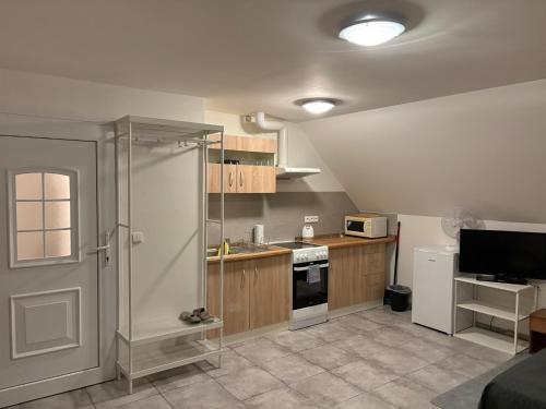 Moderní podkrovní garsonka s hezkým výhledem