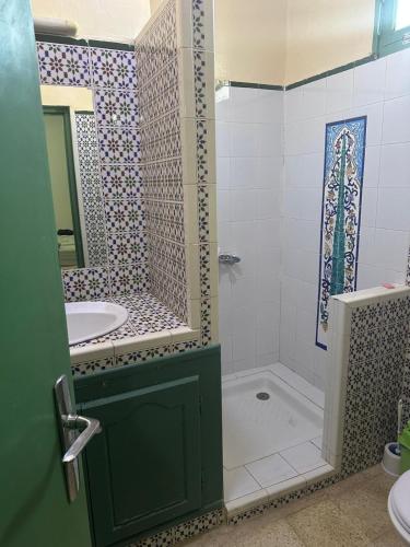 a bathroom with a shower and a sink at Residence Nour douz in Douz
