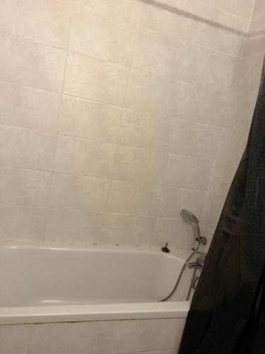 una vasca da bagno bianca in un bagno di Appartement T4 a Brest