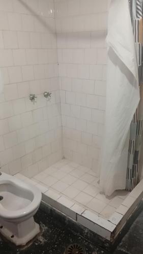 a bathroom with a shower with a toilet in it at Casa centro tabo in El Tabo