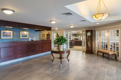 a lobby of a hospital with a waiting room at Ramada by Wyndham Boston in Boston