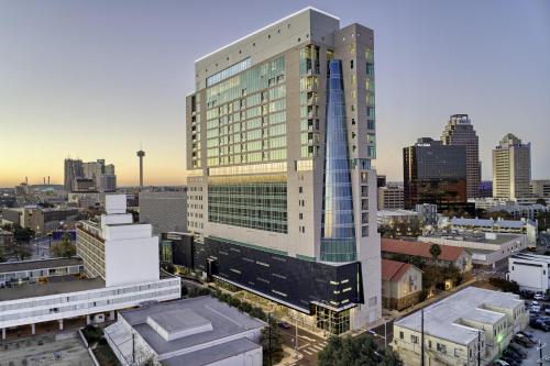 an overhead view of a tall building in a city at Thompson San Antonio - Riverwalk, by Hyatt in San Antonio