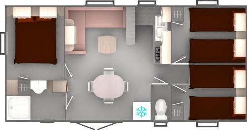 a floor plan of a room with a bathroom at Camping Le Beaulieu in Puilboreau