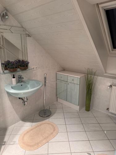 a bathroom with a sink and a mirror at Villa Altdorf in Ettenheim