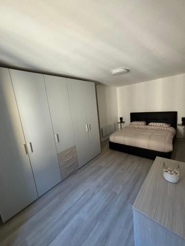 a bedroom with a bed and white cabinets in it at J&D Comfort Apartment in Cresciano