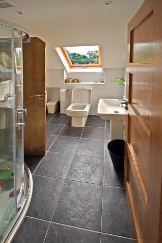 a bathroom with a toilet and a sink and a window at 3 Bed in Sneem oc-i136 in Sneem