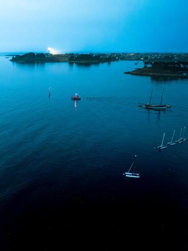 an aerial view of a large body of water with boats at ILE STAGADON - Appartement de luxe magnifique vue mer in Landéda