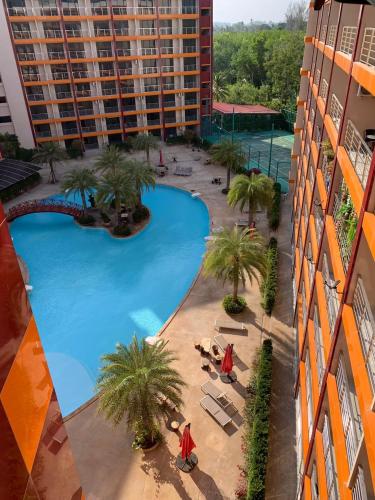 an overhead view of a swimming pool in a building at MaiKhao Sunrise Sight Space in Ban Mai Salae