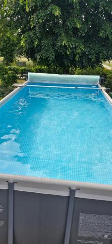 a large swimming pool with blue water at la guichardaye in Tréal