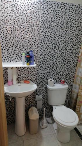 a bathroom with a toilet and a sink at Cozy apartment close to everything in Asunción