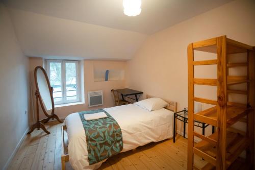 a bedroom with a bunk bed and a ladder at T3 Cosy - Art Déco in Villefranche-de-Rouergue
