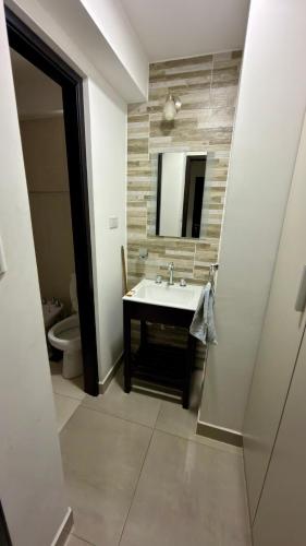 a bathroom with a sink and a toilet at Descanso Céntrico in Salta
