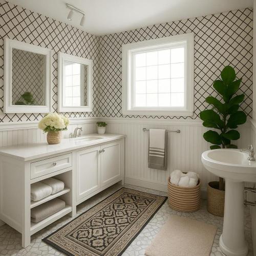 a white bathroom with a sink and a toilet at The Woodlands in The Woodlands