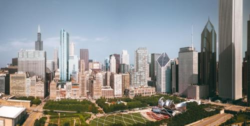 a view of a large city with tall buildings at citizenM Chicago Downtown in Chicago