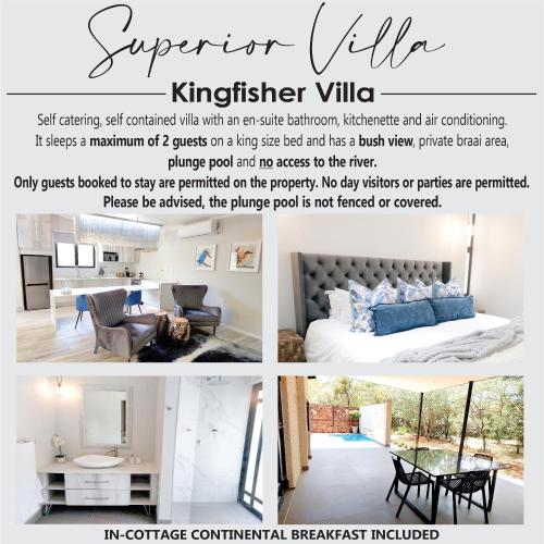 a collage of photos of a bedroom and a living room at Waterside Cottages & Villas - Self Catering in Gaborone