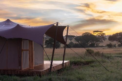 a tent in the middle of a field at Anantya Serengeti in Serengeti