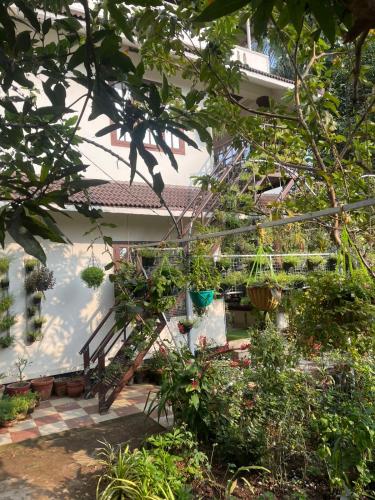 a garden in front of a house with plants at Ridge Bae Homestay in Varkala