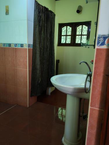 a bathroom with a sink and a shower at Nice place in Marawila