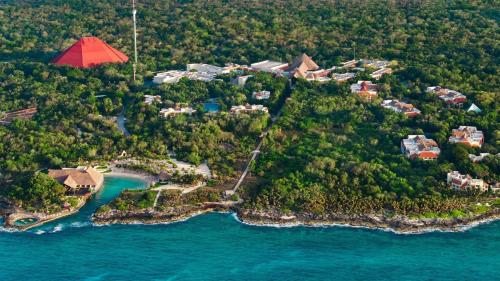 an aerial view of an island in the ocean at Occidental at Xcaret Destination - All Inclusive in Playa del Carmen
