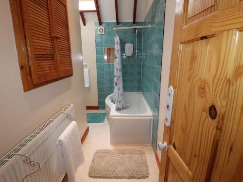 ein Badezimmer mit Toilette, Dusche und Waschbecken in der Unterkunft Riber View Barn in Chesterfield