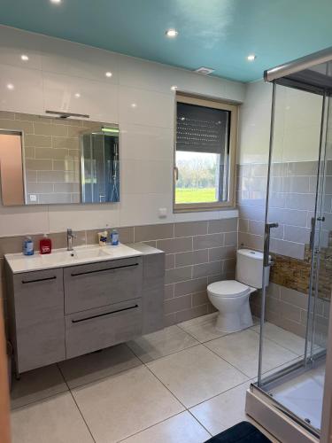 un bagno con un water e un lavandino di Maison de rêve 