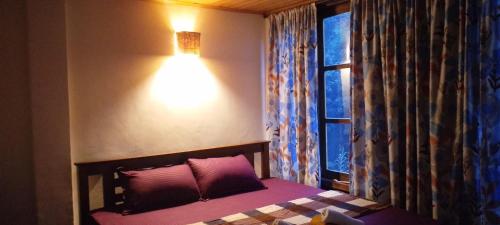 a bedroom with a bed and a window at Pavis guest inn in Nallathanniya