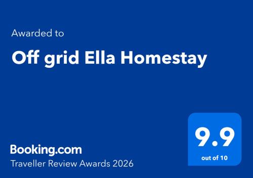 a blue sign that says off grid elita homesay at Off grid Ella Homestay in Ella