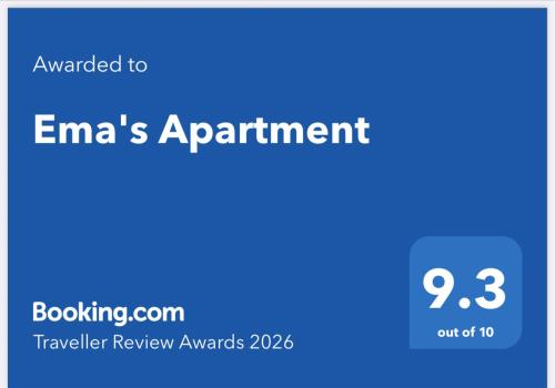 Certifikát, hodnocení, plakát nebo jiný dokument vystavený v ubytování Ema's Apartment