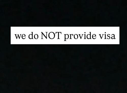 a white sign that says we do not provide visa at CpB3 in Bratislava