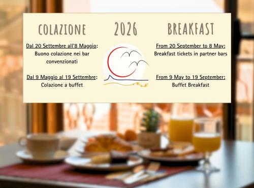 a menu for a breakfast with food and orange juice at B&B a due passi dal mare in Caulonia Marina