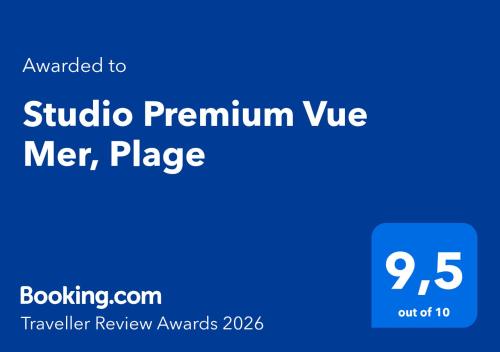 a blue screen with the textived to studio permium vue merrier revision at Studio Premium Vue Mer, Plage in Sainte-Luce