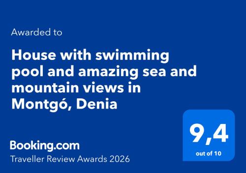 House with swimming pool and amazing sea and mountain views in Montgó, Denia
