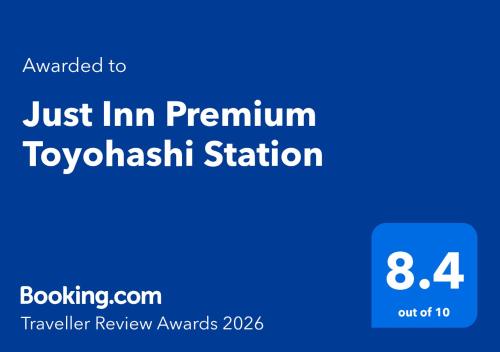 a screenshot of a phone with the text just im premium tokyiki station at Just Inn Premium Toyohashi Station in Toyohashi