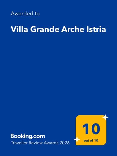 a yellow square with the words ville grande arice at Villa Grande Arche Istria in Ližnjan