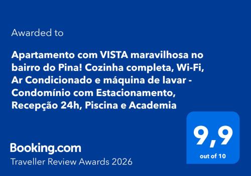 a screenshot of a phone screen with the wordsania marvellota no banana do at Apartamento com VISTA maravilhosa no bairro do Pina! Cozinha completa, Wi-Fi, Ar Condicionado e máquina de lavar - Condomínio com Estacionamento, Recepção 24h, Piscina e Academia in Recife