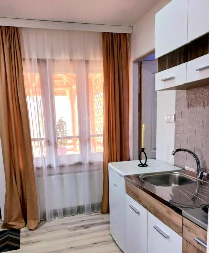 a kitchen with a sink and a window at Konak Jerma-Kanjon Jerme Pirot in Pirot