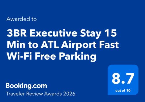 a screenshot of a bfr incentive stay min to all airport fast wifi free at 3BR Executive Stay 15 Min to ATL Airport Fast Wi-Fi Free Parking in Atlanta
