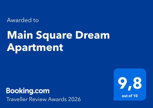 a blue square with the text main square program enchantment at Main Square Dream Apartment in Zagreb
